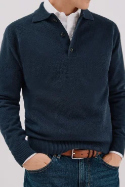 Jersey estructura lana cuello polo botones
