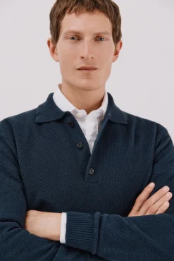 Jersey estructura lana cuello polo botones