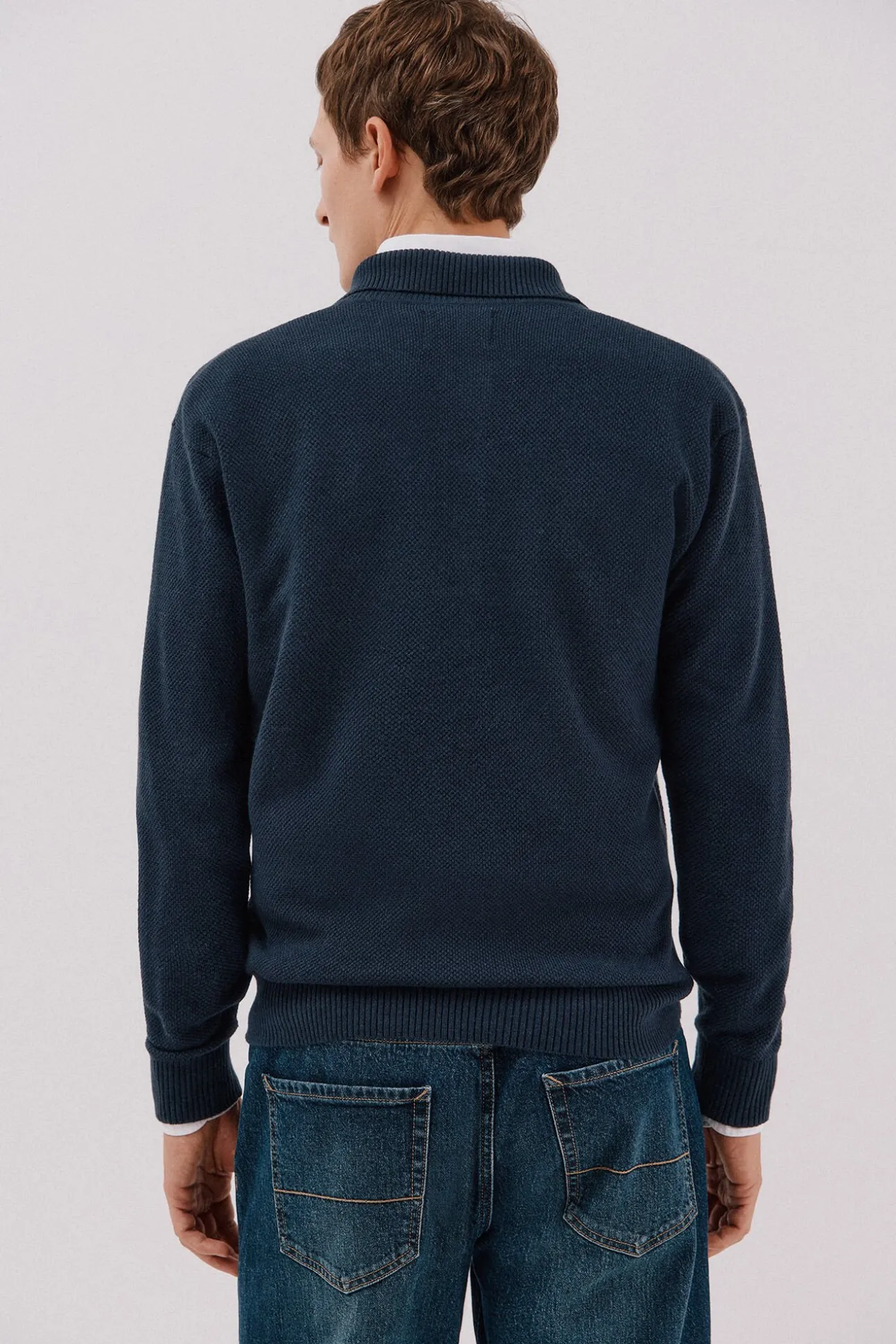 Jersey estructura lana cuello polo botones