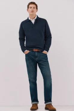 Jersey estructura lana cuello polo botones