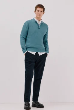 Jersey estructura lana cuello polo botones