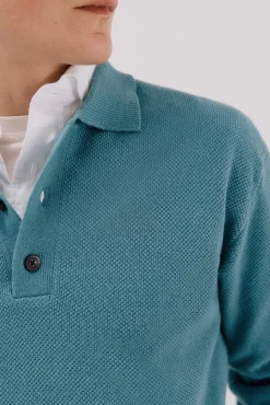 Jersey estructura lana cuello polo botones