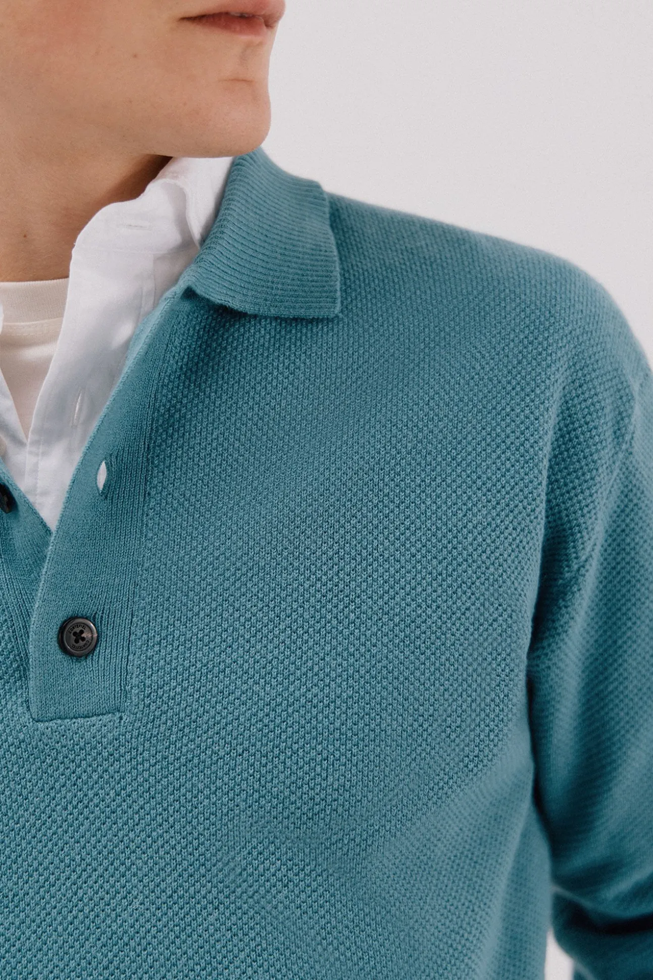 Jersey estructura lana cuello polo botones