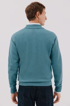 Jersey estructura lana cuello polo botones