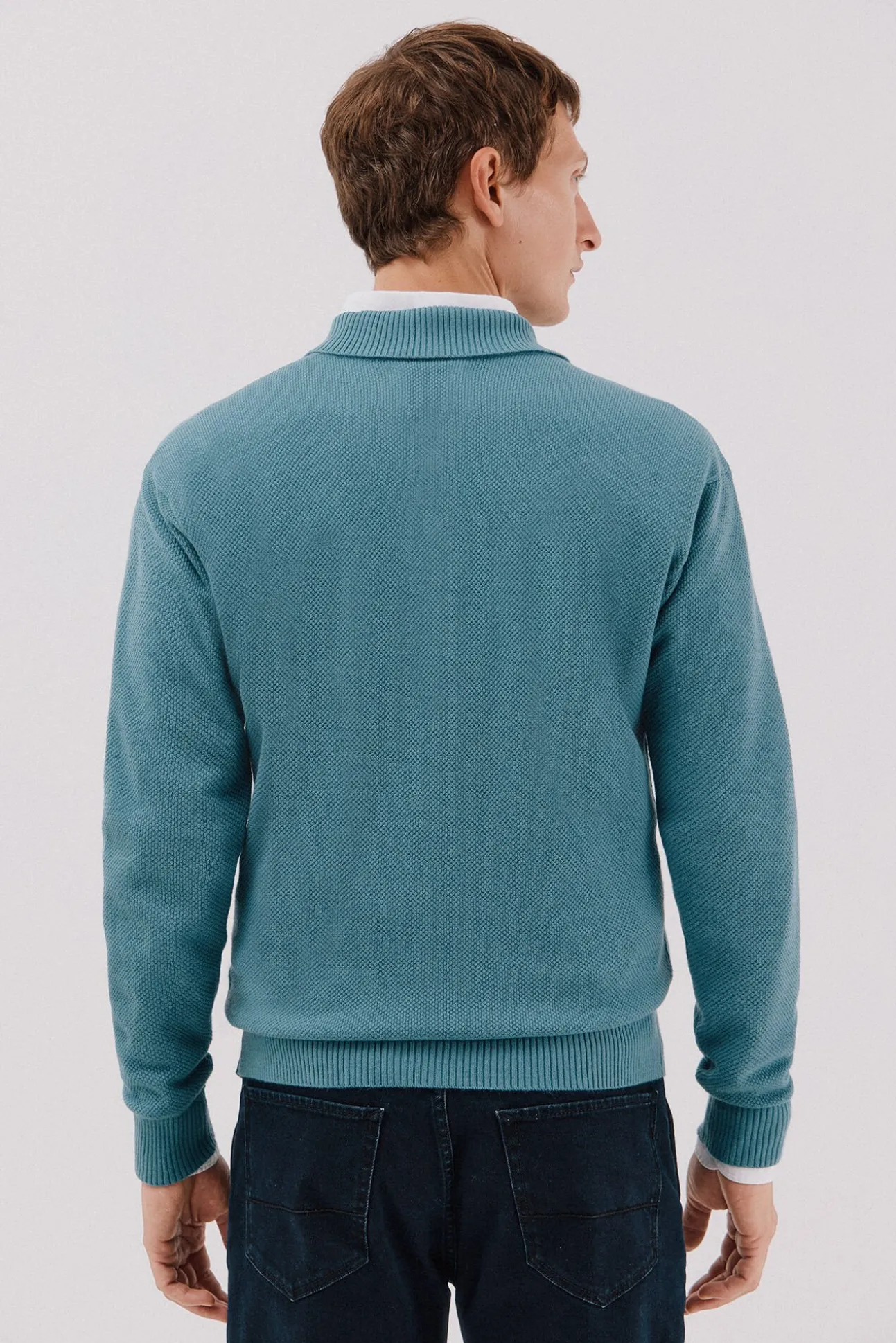 Jersey estructura lana cuello polo botones