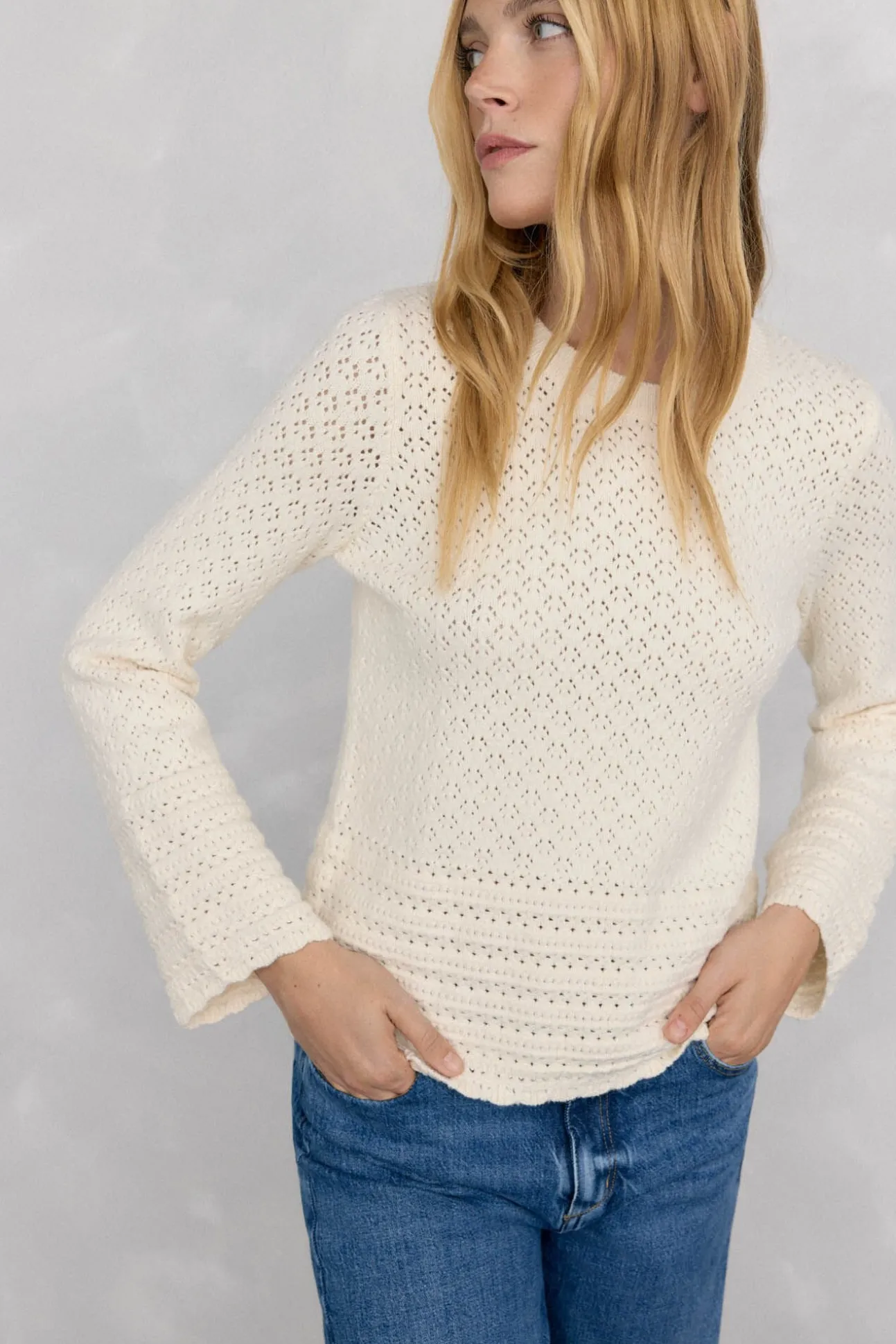 Jersey fantasía calada manga acampanada