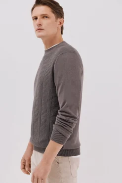 Jersey fino algodón trenzado cuello caja