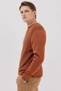 Jersey fino algodón trenzado cuello caja