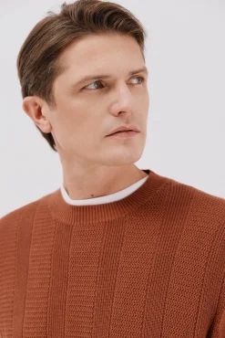 Jersey fino algodón trenzado cuello caja