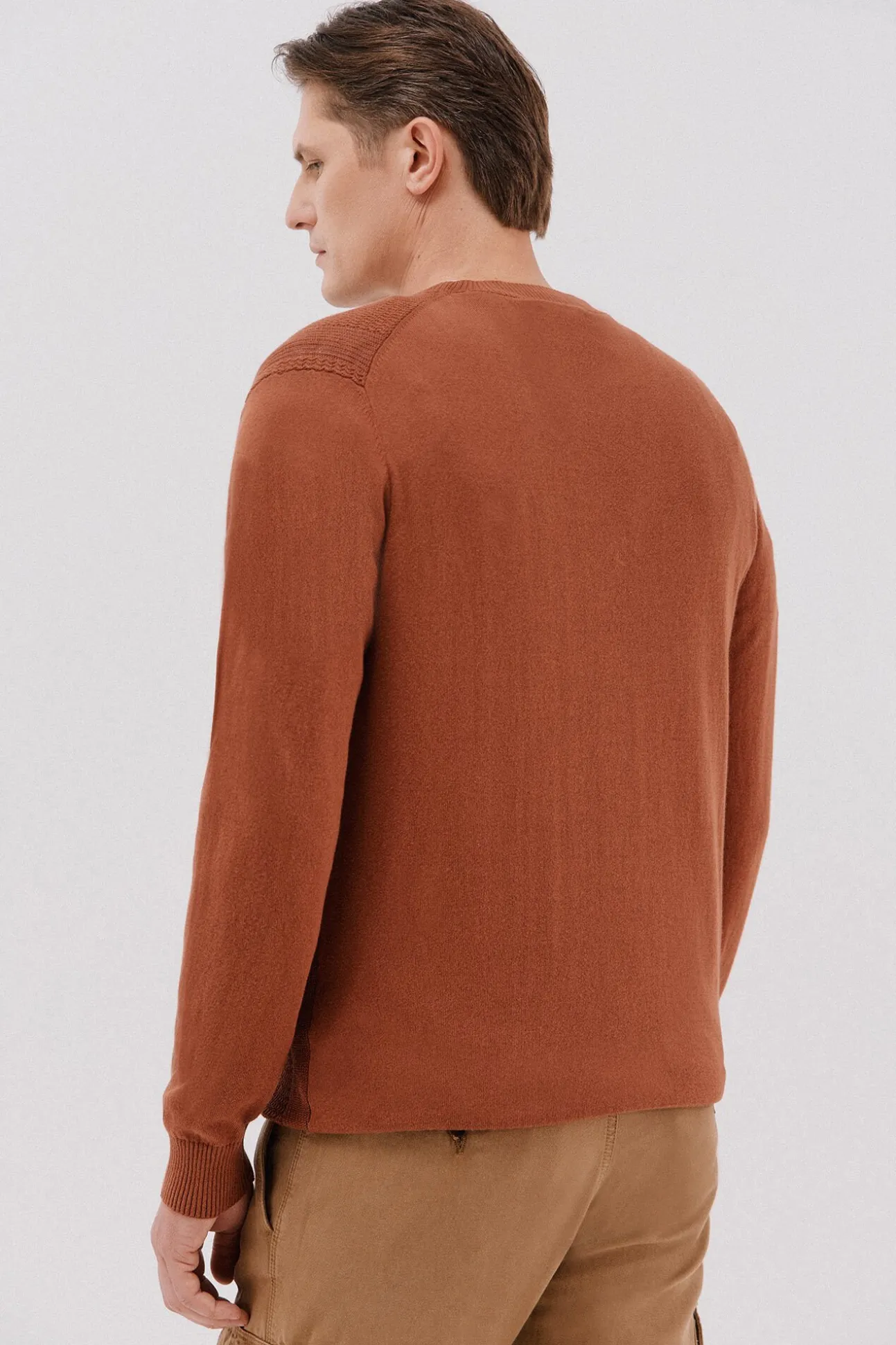 Jersey fino algodón trenzado cuello caja