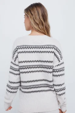 Jersey jacquard cenefas marrón