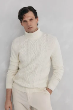 Jersey lana cables cuello alto