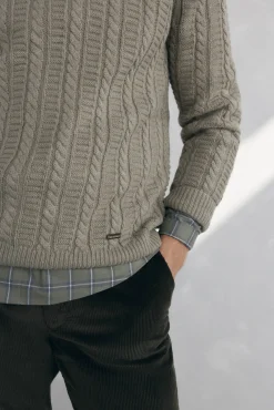 Jersey lana cables cuello redondo