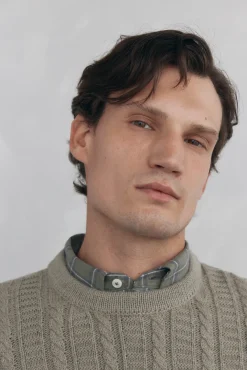 Jersey lana cables cuello redondo