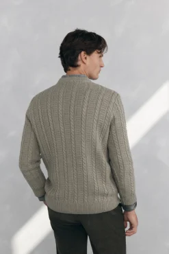 Jersey lana cables cuello redondo