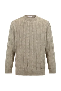 Jersey lana cables cuello redondo