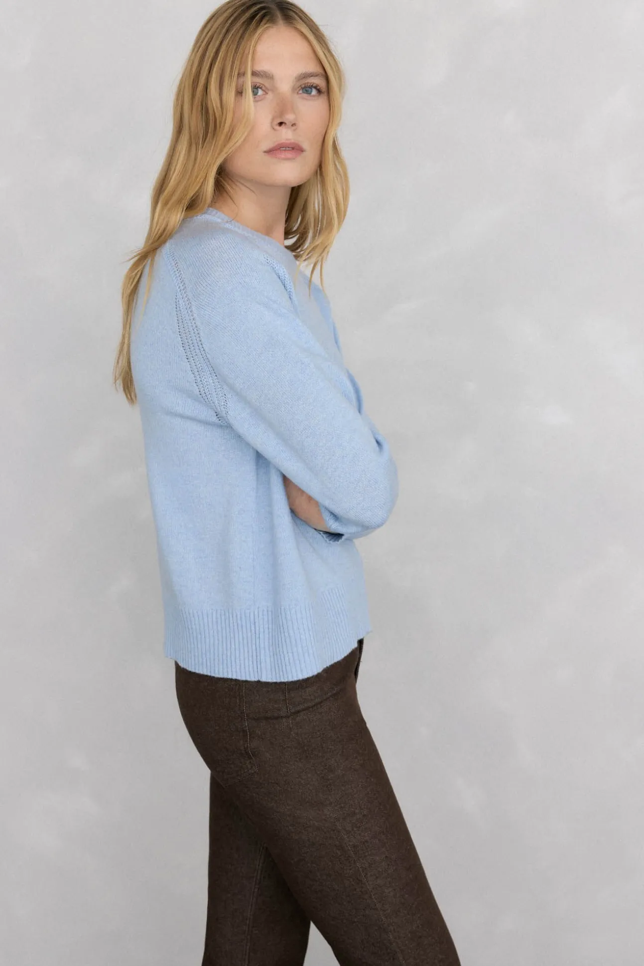 Jersey lana cuello caja costura central