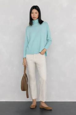 Jersey lana cuello cisne costura central