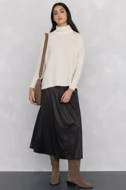 Jersey lana cuello cisne costura central