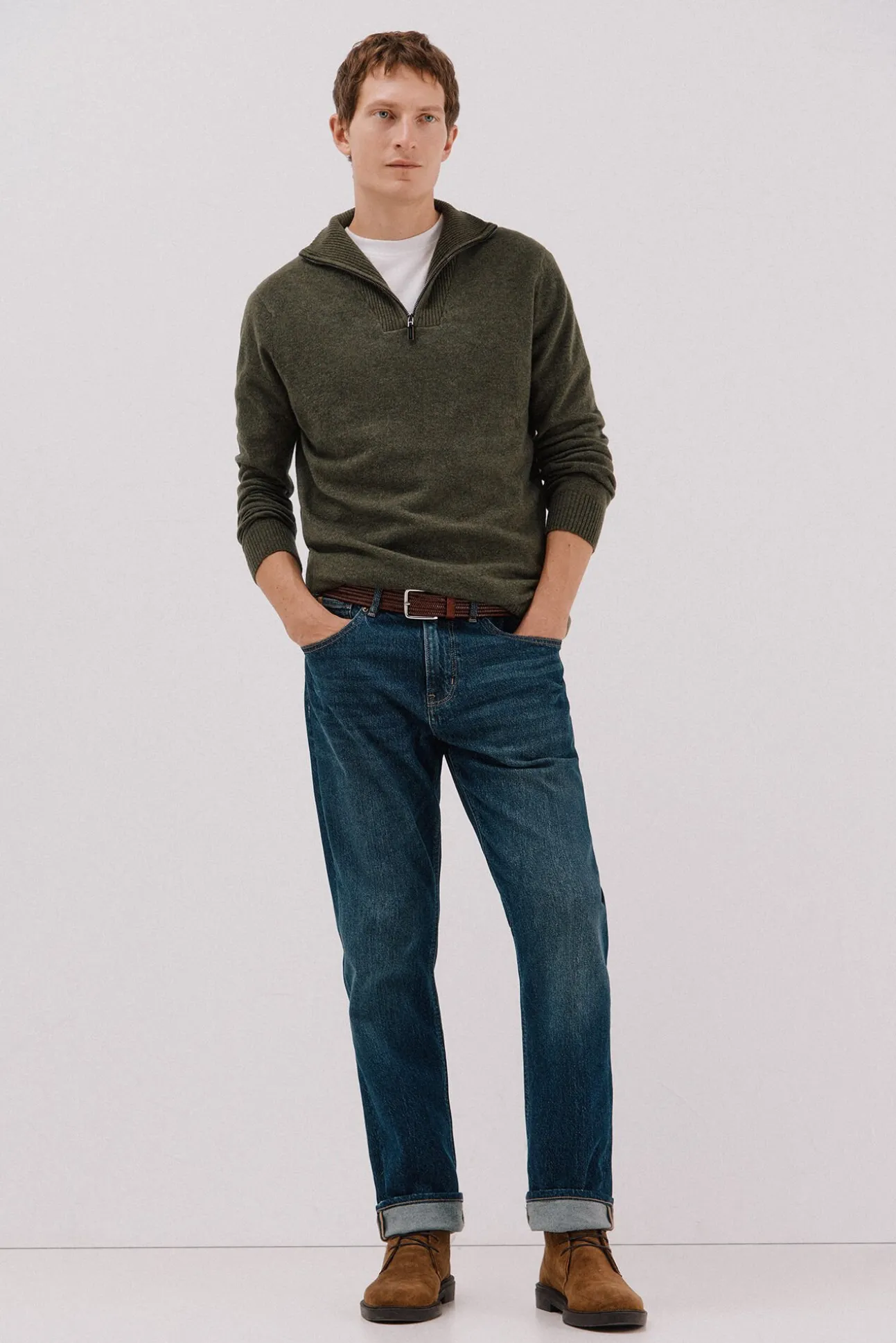 Jersey lana lambswool cuello abierto cremallera