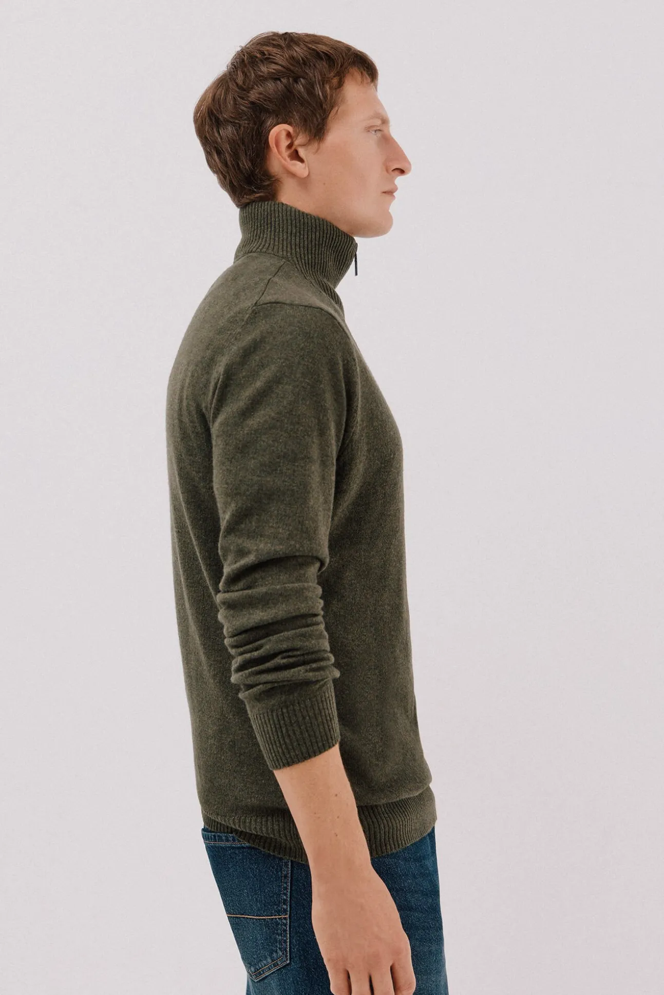 Jersey lana lambswool cuello abierto cremallera