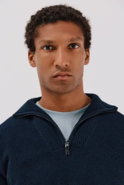 Jersey lana lambswool cuello abierto cremallera