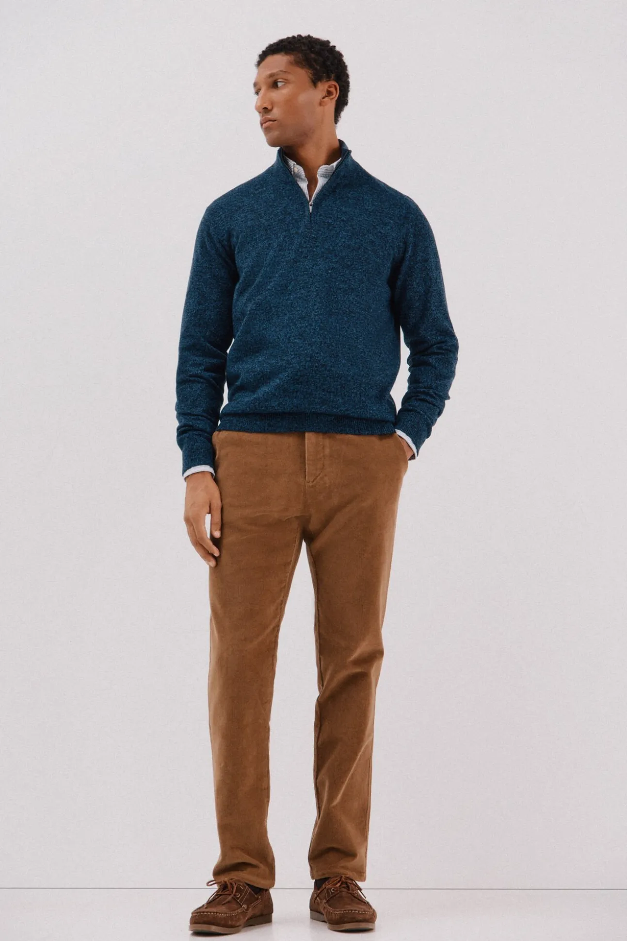 Jersey lana torzal cuello cremallera