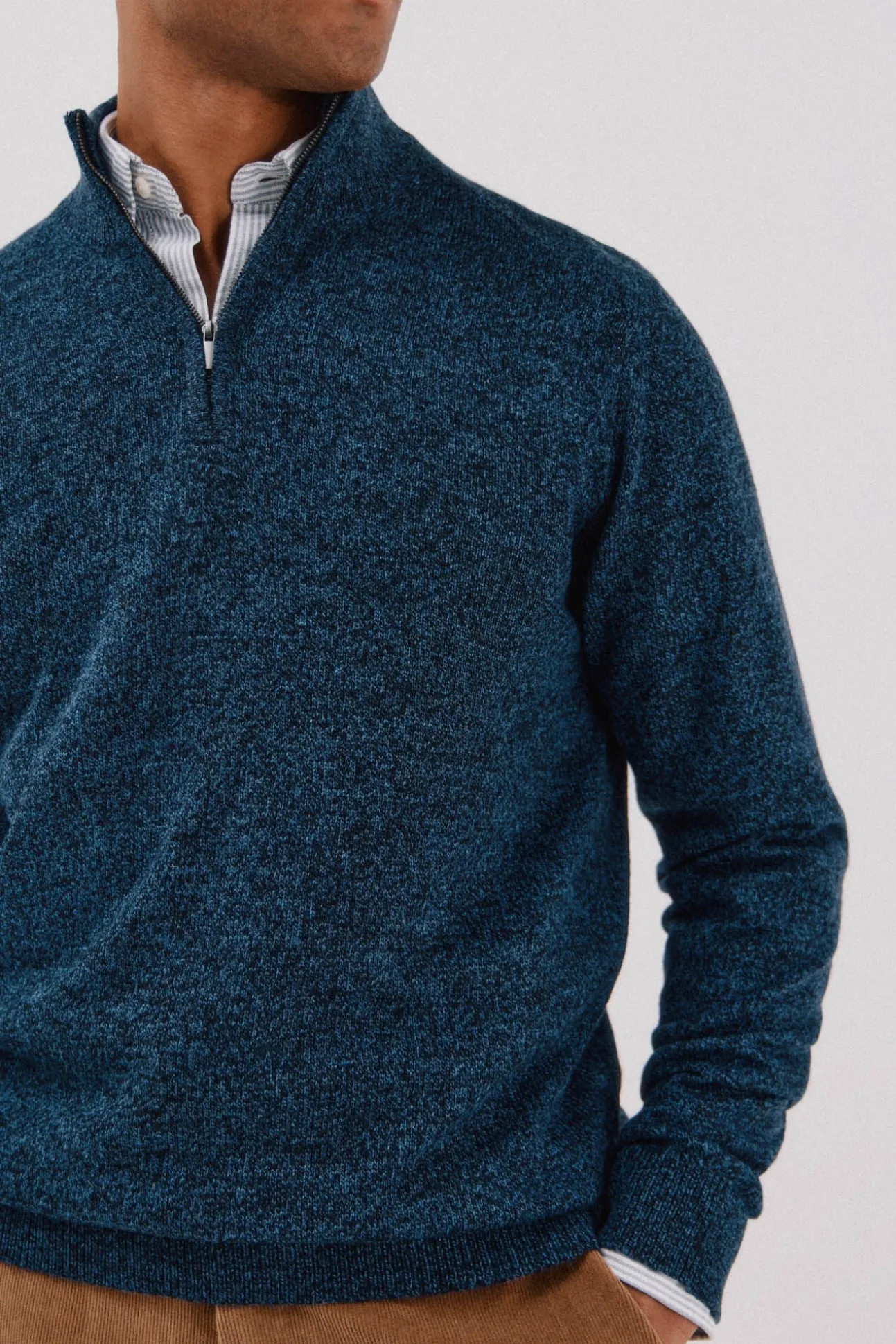 Jersey lana torzal cuello cremallera