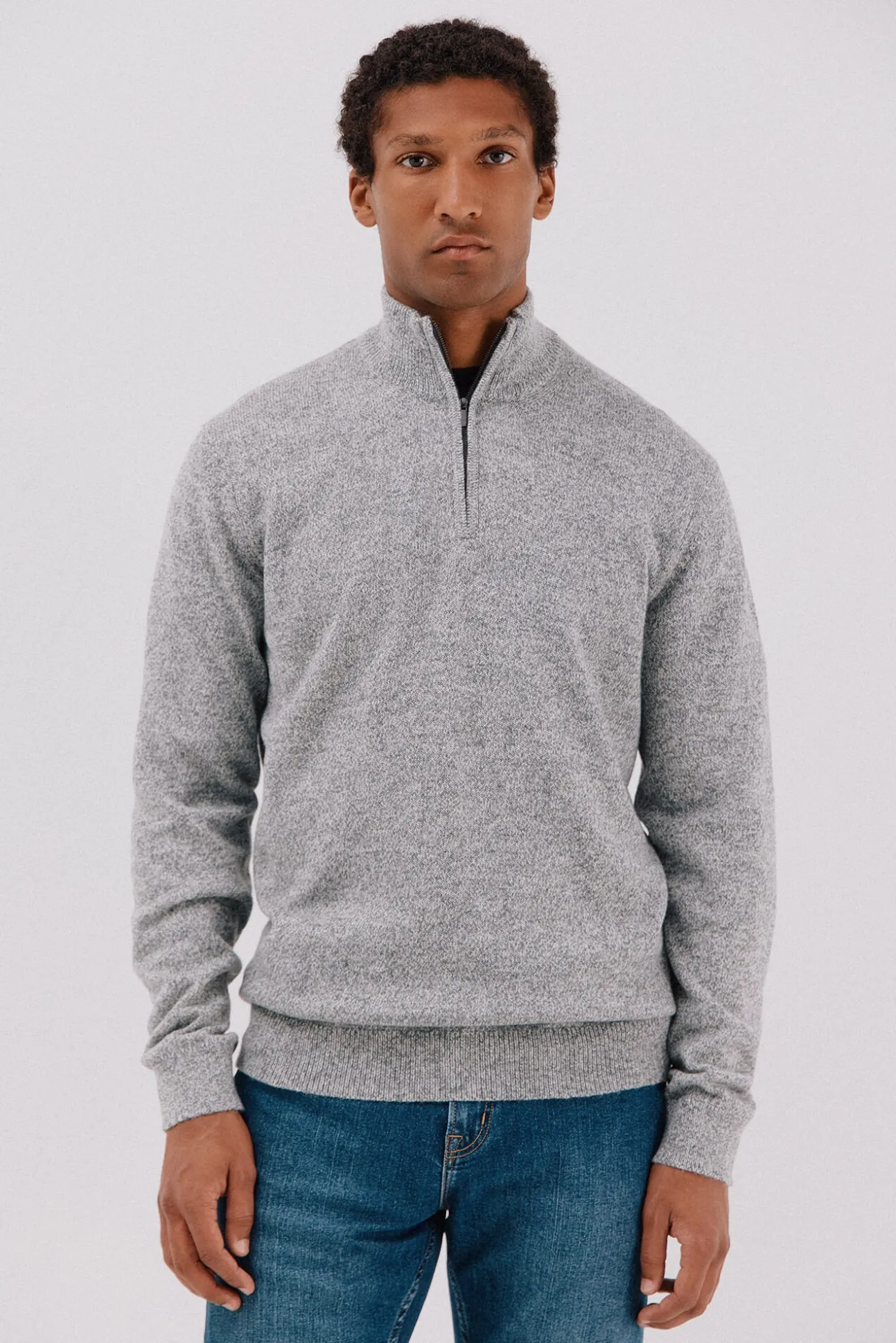 Jersey lana torzal cuello cremallera