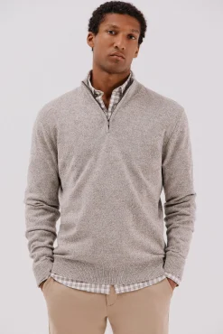 Jersey lana torzal cuello cremallera