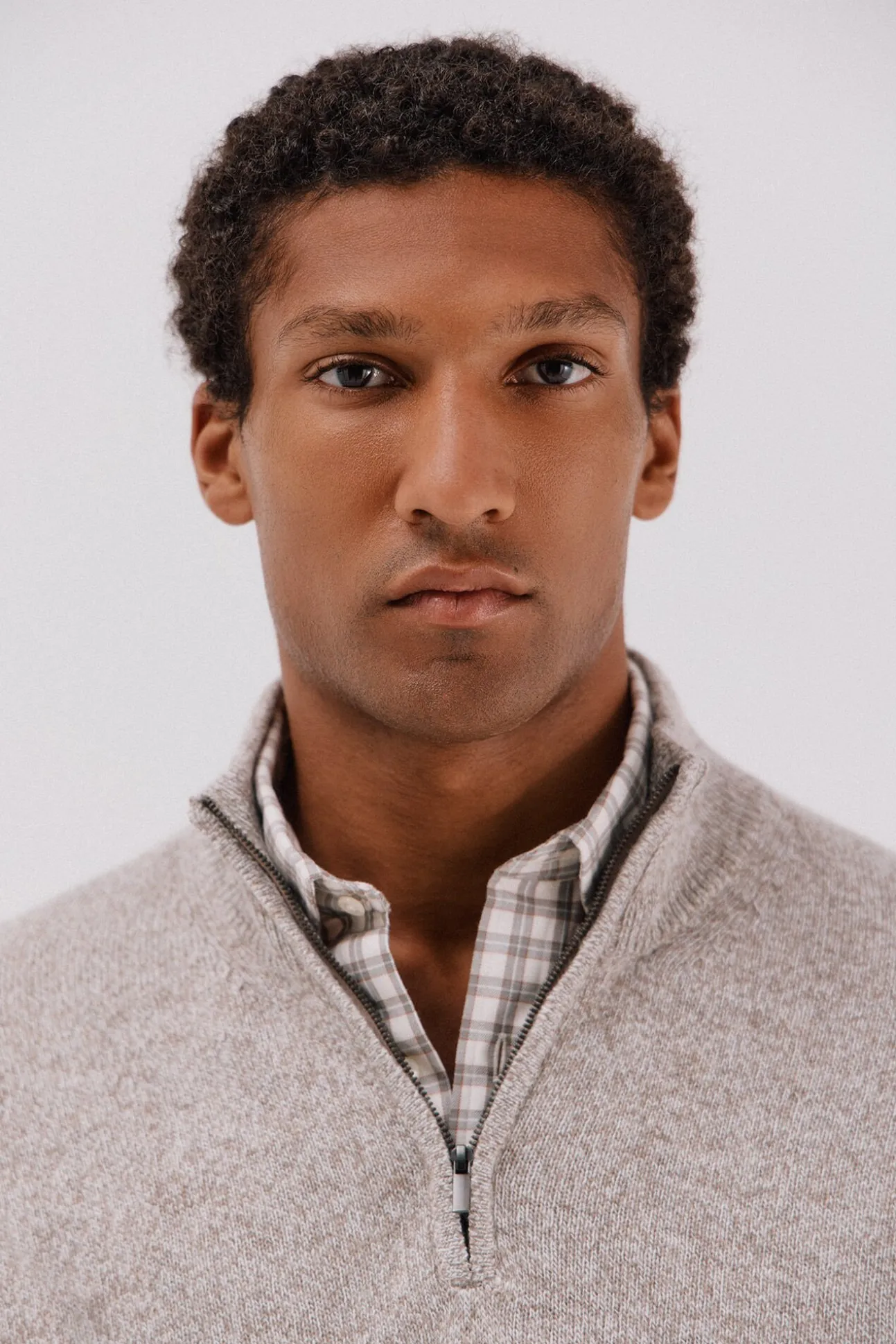 Jersey lana torzal cuello cremallera