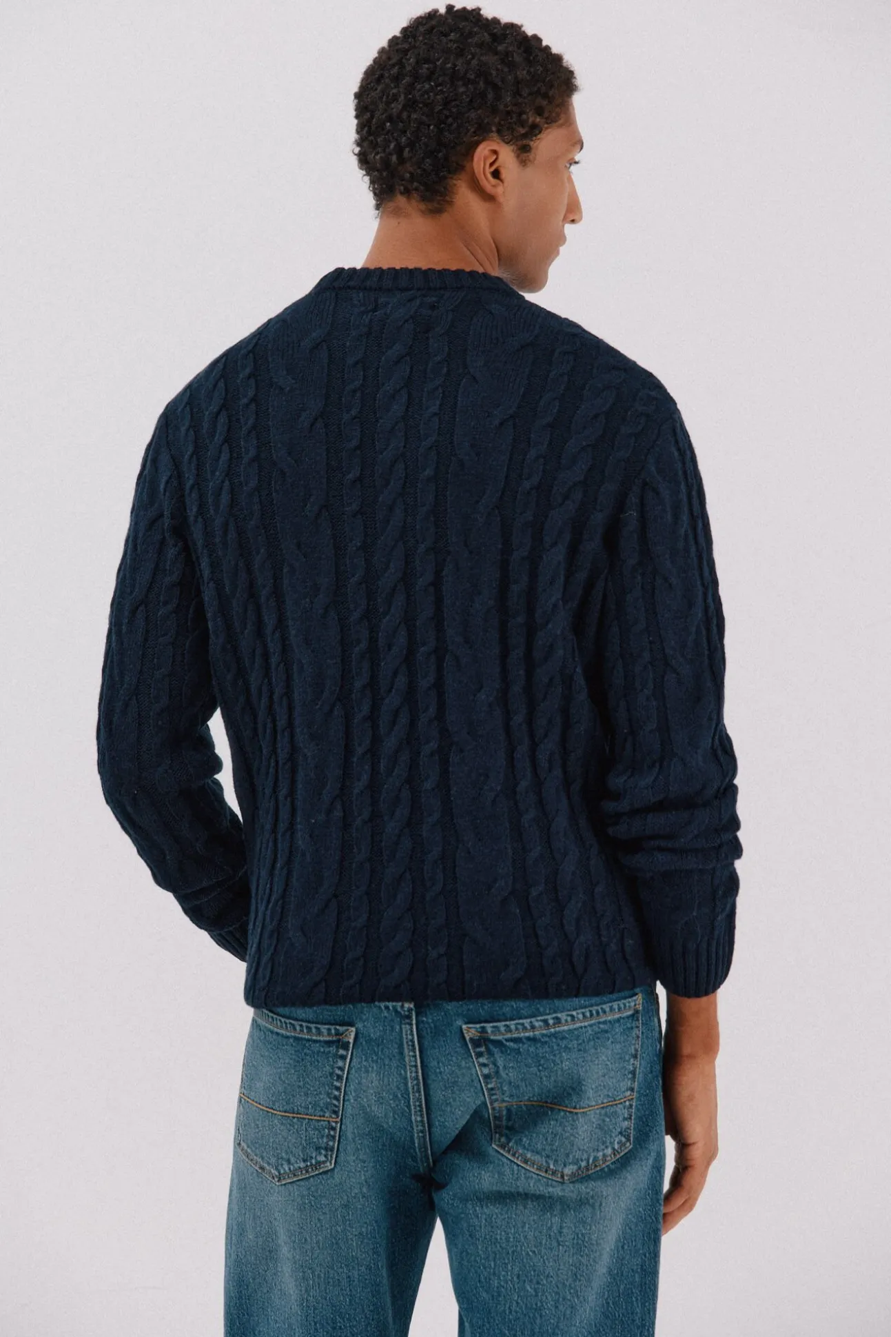 Jersey lana trenzado cuello caja