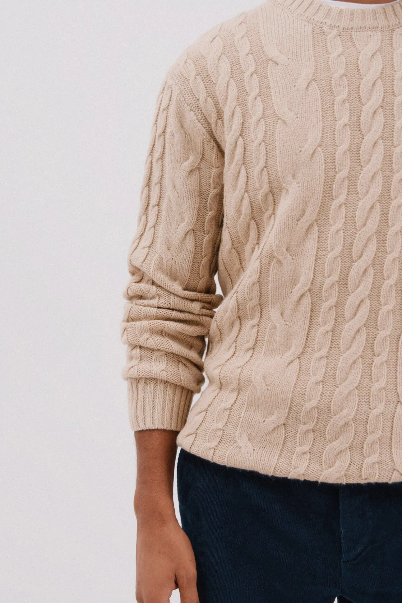 Jersey lana trenzado cuello caja