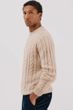 Jersey lana trenzado cuello caja