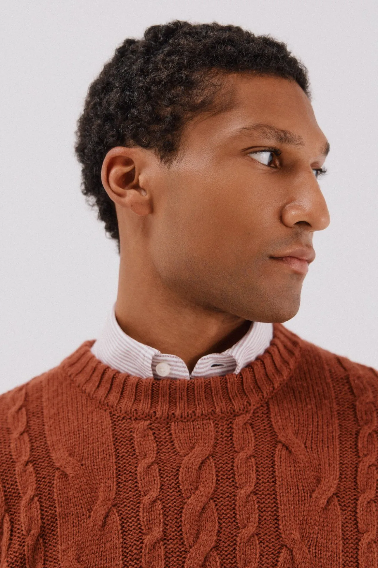 Jersey lana trenzado cuello caja