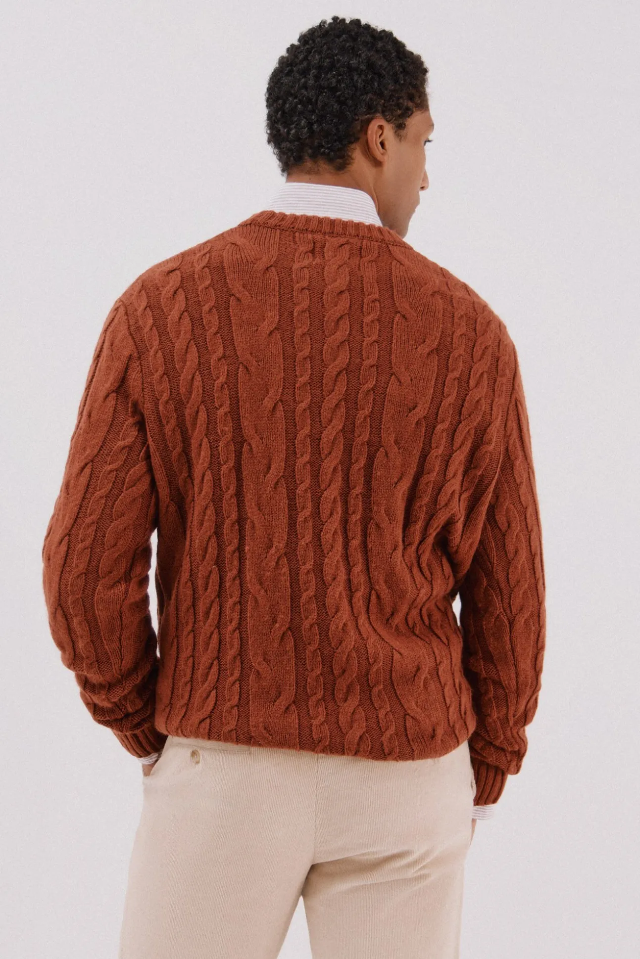 Jersey lana trenzado cuello caja