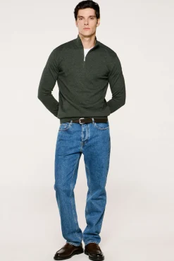 Jersey media cremallera 100% algodón.