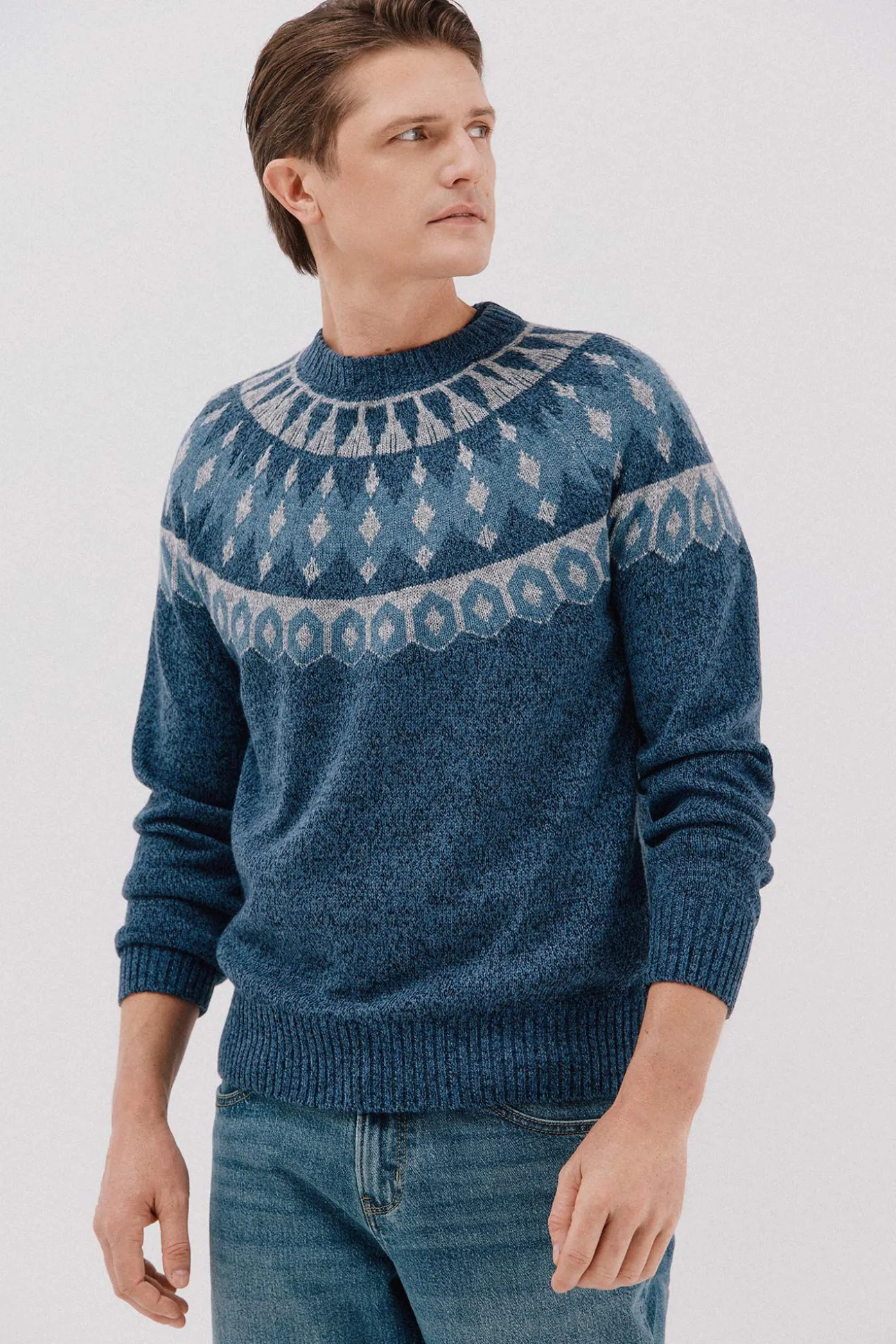 Jersey navideño fantasía lana cuello caja