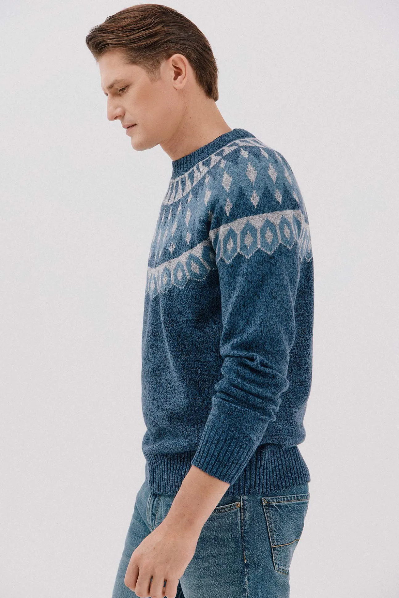 Jersey navideño fantasía lana cuello caja