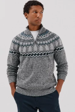 Jersey navideño fantasía lana cuello alto cremallera