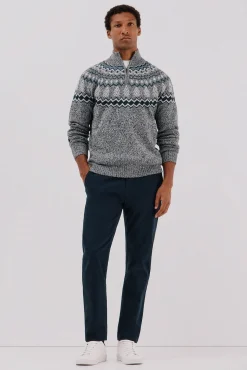 Jersey navideño fantasía lana cuello alto cremallera