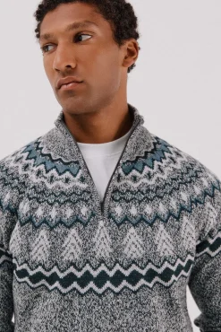 Jersey navideño fantasía lana cuello alto cremallera