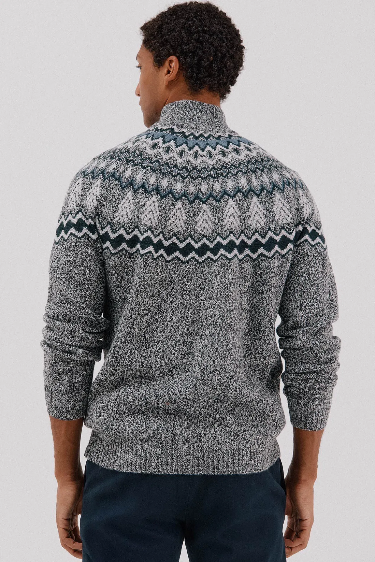 Jersey navideño fantasía lana cuello alto cremallera