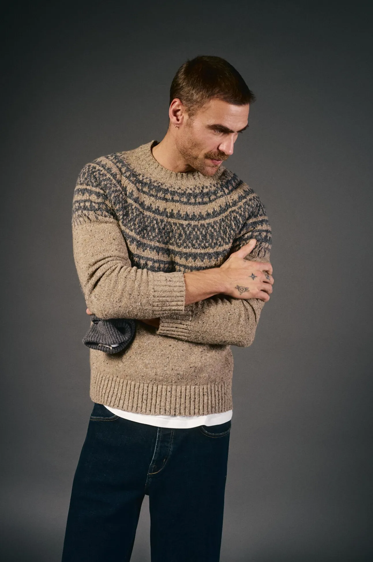 Jersey navideño jacquard cuello caja