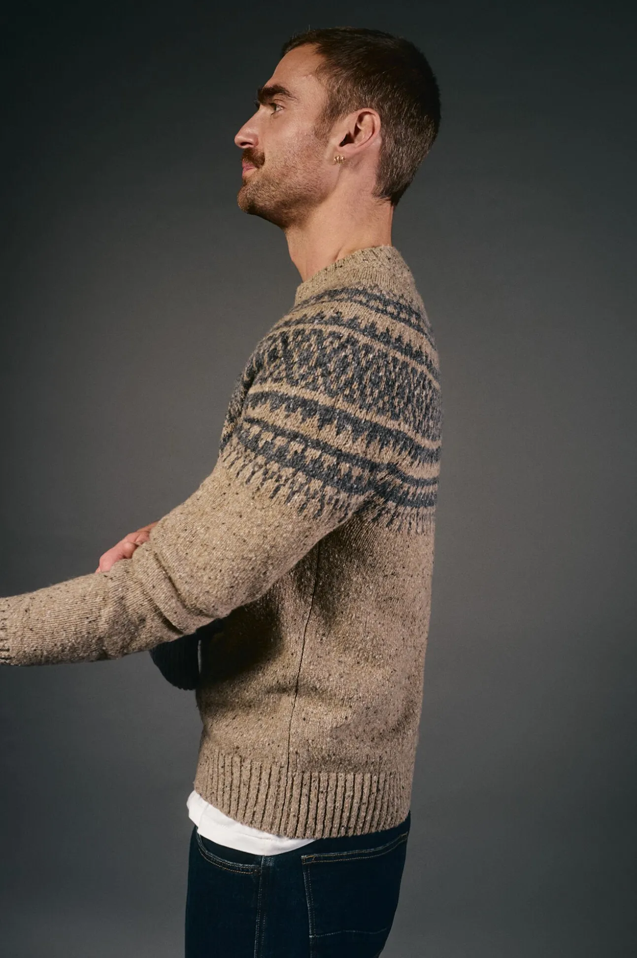 Jersey navideño jacquard cuello caja