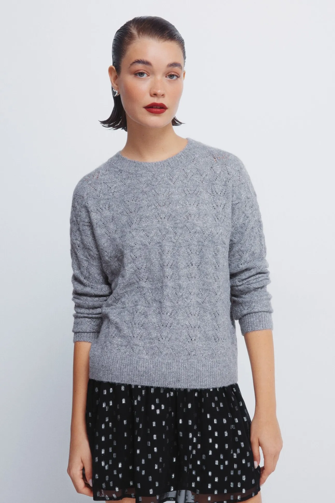 Jersey pointelle lurex