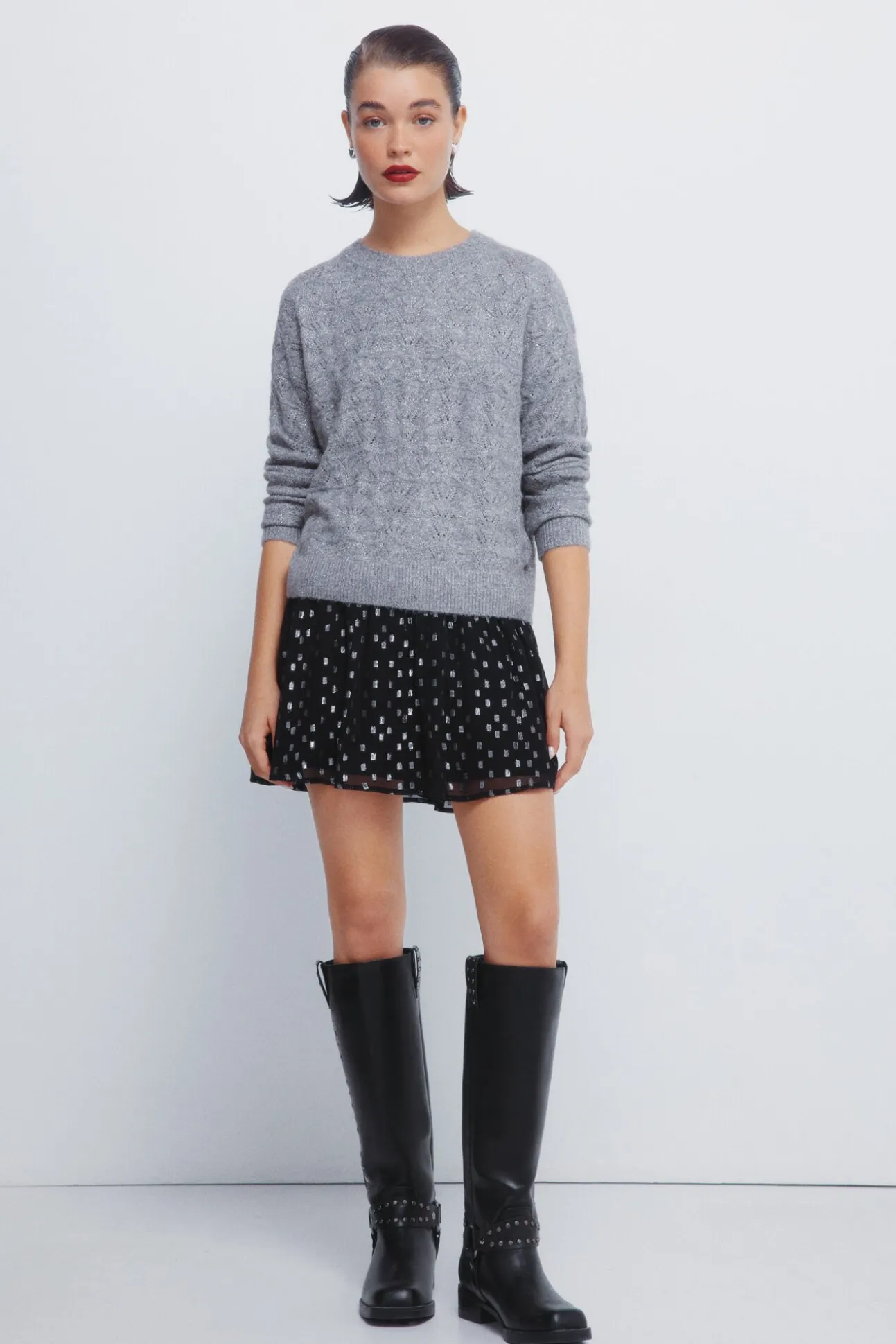 Jersey pointelle lurex