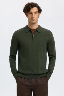 Jersey polo media cremallera 100% algodón.