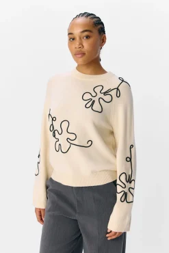 Jersey punto bordado flor