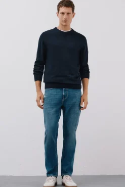 Jersey punto fino algodón cuello redondo